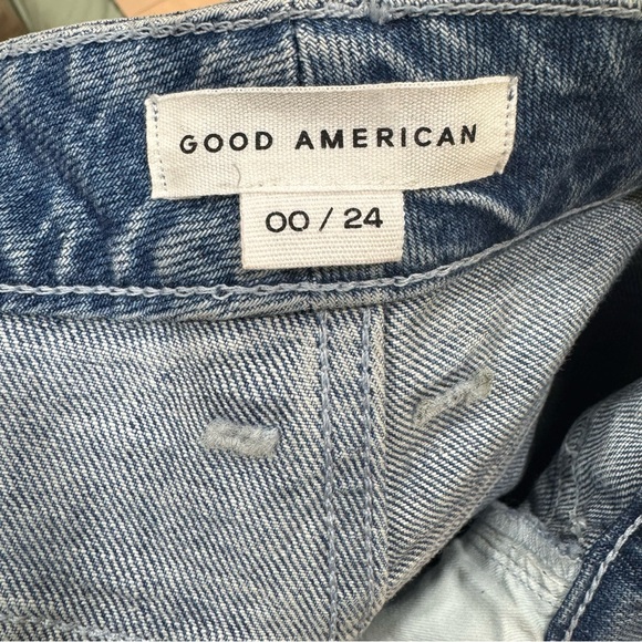 Good American Good Ease Crystal Embellished Wide Leg Jeans Loose Fit Size 00/24 - Picture 4 of 14